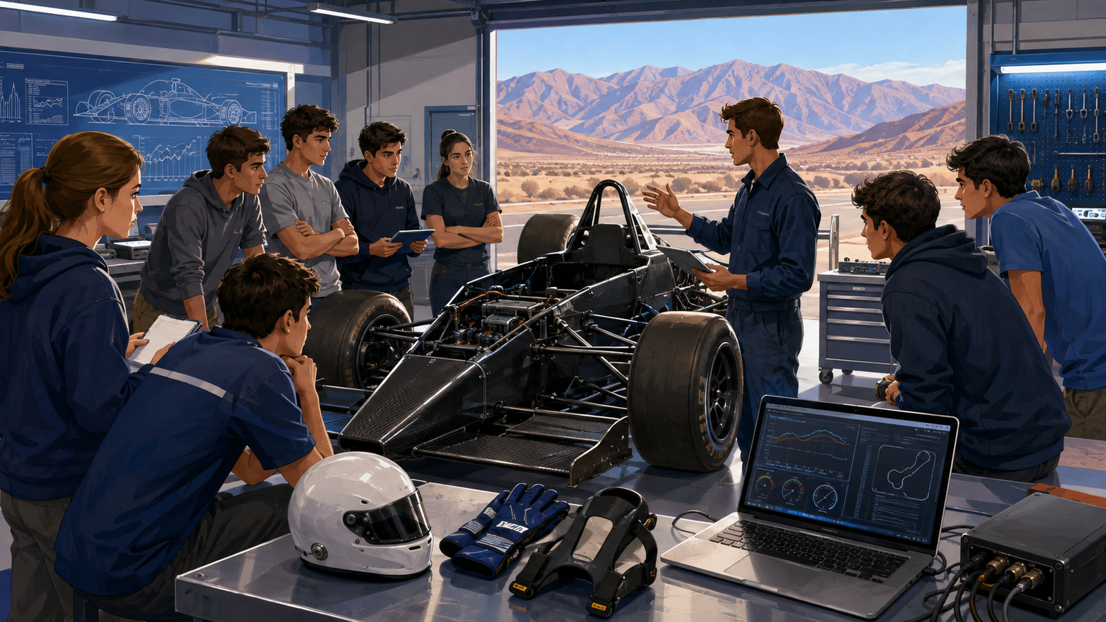 Capacitación técnica de automovilismo en San Juan — imagen ilustrativa generada con IA
