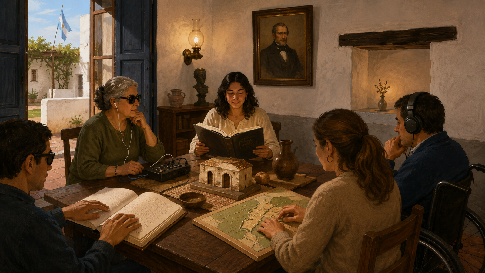 Club de lectura accesible en la Casa Natal de Sarmiento — imagen ilustrativa generada con IA