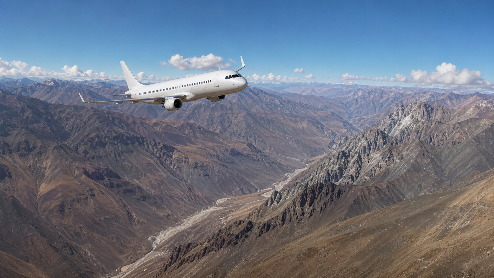 Avión de pasajeros sobre la cordillera de los Andes