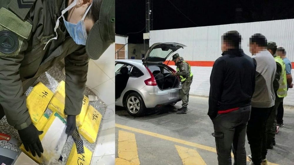 Procedimiento de Gendarmería en la Ruta 40, en Sarmiento, con paquetes secuestrados y un auto