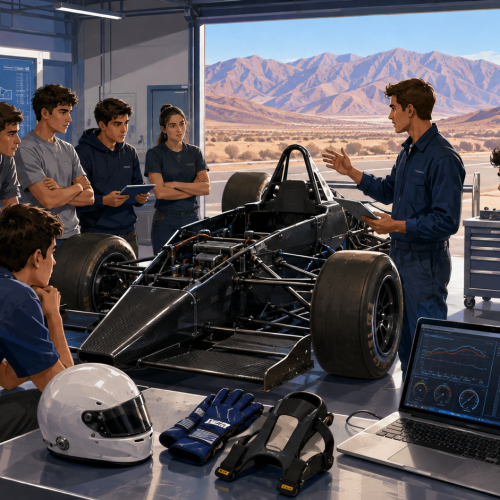 Capacitación técnica de automovilismo en San Juan — imagen ilustrativa generada con IA