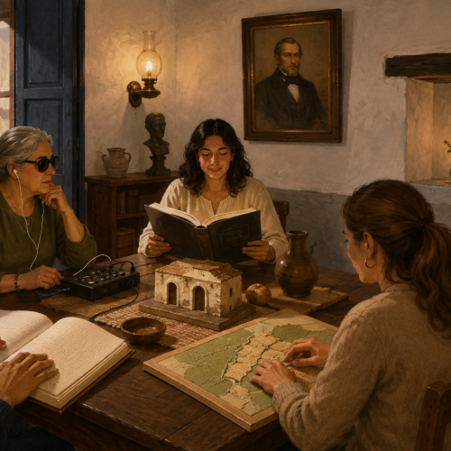 Club de lectura accesible en la Casa Natal de Sarmiento — imagen ilustrativa generada con IA