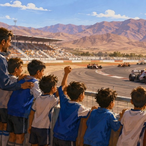 Niños de la Escuelita Virgen del Valle en el Villicum — imagen ilustrativa generada con IA