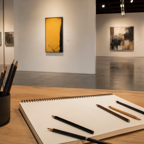 Sala de dibujo y arte contemporáneo, imagen ilustrativa generada con IA.