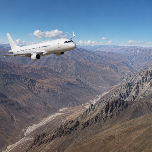 Avión de pasajeros sobre la cordillera de los Andes